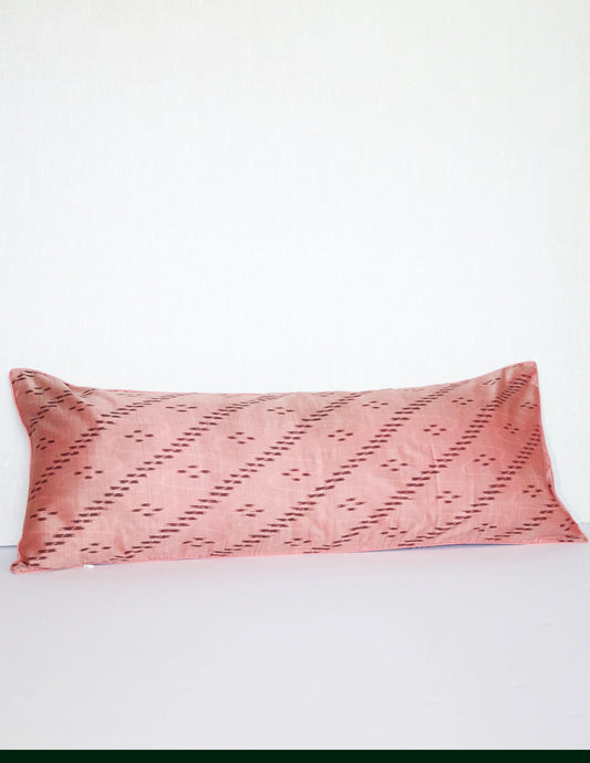 Pink Silk Ikat Lumber Pillow Cover