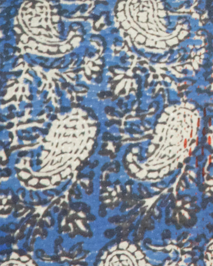Kantha Block Print Pillow Cover - Indigo 14x24