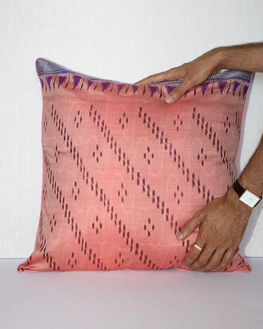 Rose Quartz Vintage Silk Sari Pillow Cover 20x20